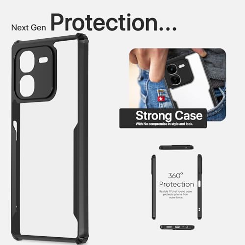 Image of Pikkme IQOO Z9x 5G Back Cover | Crystal Clear Transparent Back | Ultra Hyrbid | Full Camera Protection | Raised Edge | Bumper Back Case (Black)