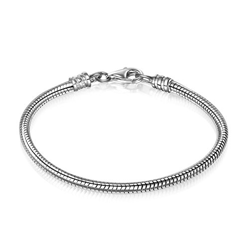 ANGEMIEL 925 Sterling Silver Snake Chain Bracelet for European Bracelets Charms Bead