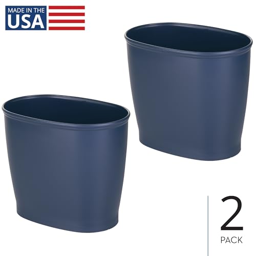 Image of iDesign Slim Plastic Bathroom Trash Can, 2-Pack, Navy | Small Garbage Bin, For Bedroom, Office, Desk, Dorm