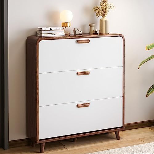 Armoire à Chaussures Miroirs Rabattables Design Épuré Blanc 17cm - 8