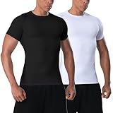 VanKee Maillot De Compression Homme à Manches Courtes T-Shirt Sport Maille Aisselles Respi...