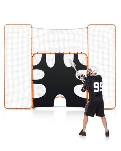 VEVOR Portería de lacrosse 3 en 1, red de lacrosse de 12 x 9 pies con tope y objetivo, equipo de rebote de patio trasero de configuración rápida y fácil, redes de entrenamiento de marco de acero