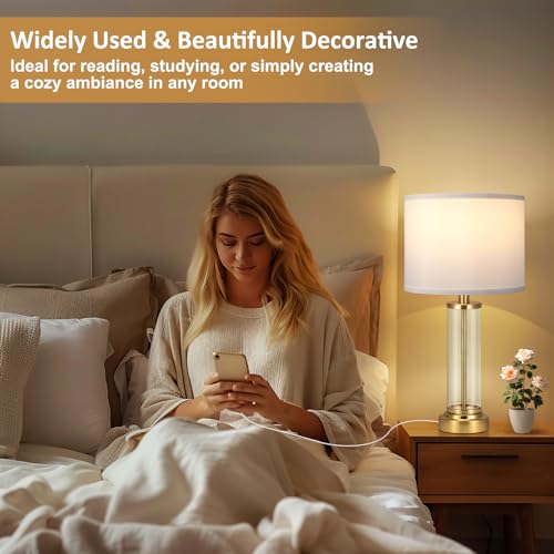 Seealle TABLE LAMP 05311 Gold Bedroom Lamps Set Of 2 - Touch Bedside Lamp For Night Stands With Usb C+A, 3 Way Dimmable Nightstand Table Lamps thumb #2