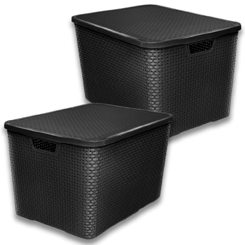 Kit 2 Caixas Organizadora Rattan Empilhavel Grande 40 Litros