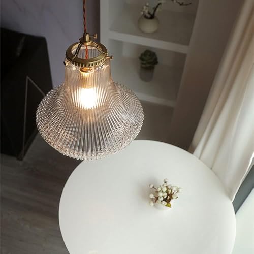 Chandelier verre de jade blanc E27 et cuivre, suspension d'exception - 7