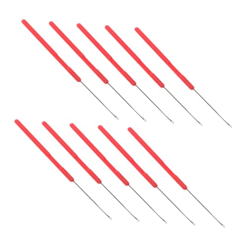 ARTIBETTER 10pcs Red Crochet Hooks Beading Needles DIY Jewelry Crafting Tools for Bead Necklace Bracelet Making