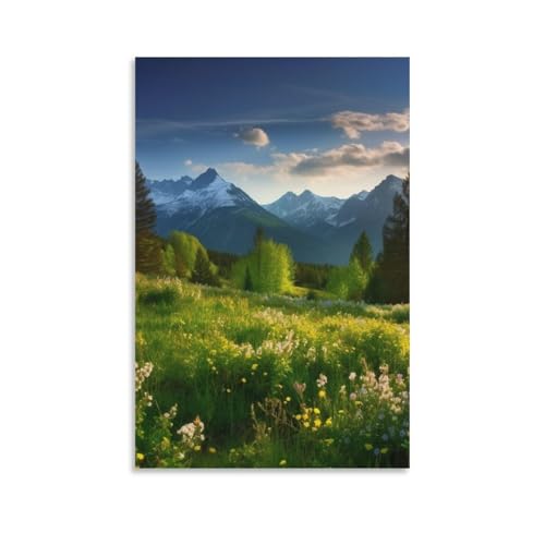 Toile murale paysage montagne printemps décoration salon chambre 60x90