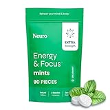 NeuroGum Extra Strength Energy & Focus Mints (Spearmint, 90 Pieces) | 100mg Natural Caffeine + L-Theanine + Vitamin B12 & B6 | Sugar Free Nootropic Cognitive Brain Performance Supplement