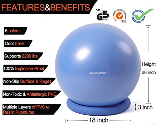 image for Yoga Ball Chair, RGGD&RGGL Exercise Ball with Leak-Proof Design, Stabi