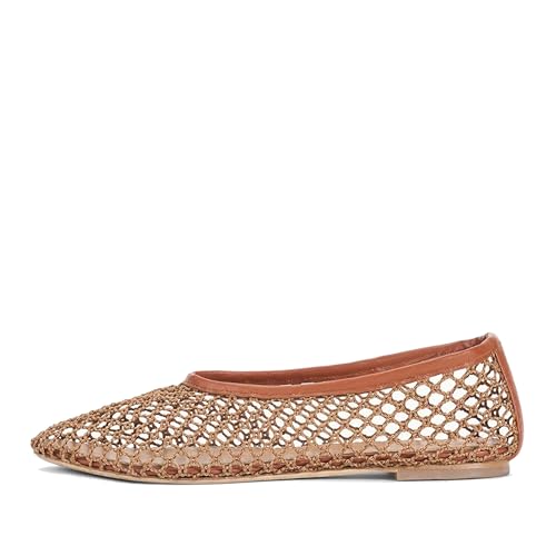 Mesh Ballet Flats for Women Breathable Comfortable Round Toe Pull-On Stylish Dating Shoes Lightweight Everyday