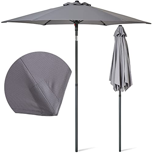 SUNMER Parasol de jardin 2 m avec inclinaison | Polyester déperlant UV 30+ | Largeur du poteau 32 mm, gris, 2 m