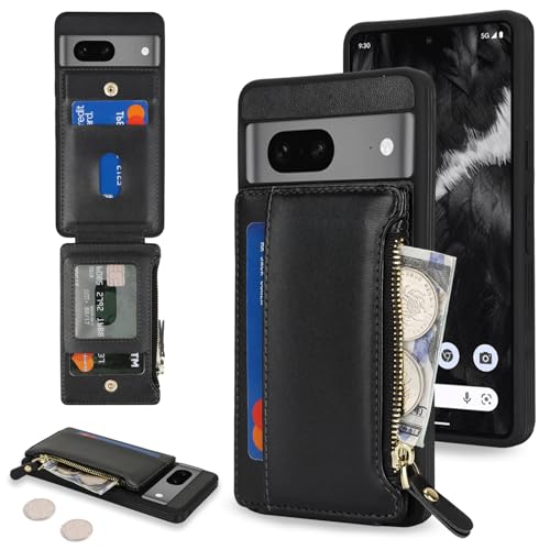 Image of Cavor for Google Pixel 7 Case Wallet with Card Holder, Black