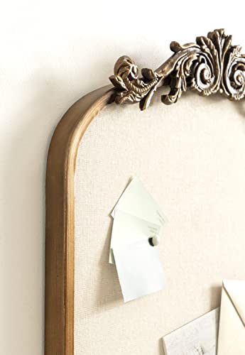 Kate and Laurel Arendahl Arch Pinboard; Gold; 19 x 31; Framed Arched Ornate Vintage Pinboard for Unique Display; Organization; and Decor Options