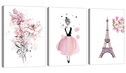 Girls Pink Cute Bedroom Decor for Teen Girls Kids Pink Wall Decor Canvas Wall Art Paintings Prints Framed Artwork Room Decor for Girls