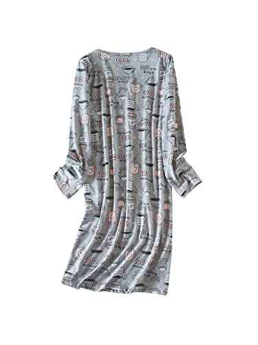 Long Sleeve Nightgowns For Women Soft Cotton Night Shirts Sleepwear Cartoon Night Gown Sleep Shirt Pajama Dress #TOP1