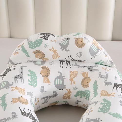 Image of Proliva Feeding Pillow for New Born Baby with Detachable Cover Breast Feeding & Maternity Nursing Pillow for Breastfeeding Support for Baby Feeding Pillow for Mom (White-RABIT-B2)