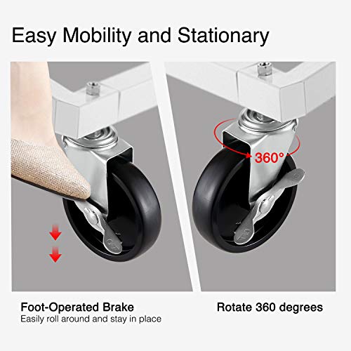 Greenstell Clothes Rack With Cover & Tube Bracket, Industrial Pipe Z Base Clothing Garment Rack On Wheels With Brakes, Heavy Duty Sturdy Square Tube Garment Rack White (59X24X68 Inch) #TOP3