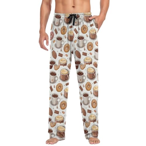 ALAZA Macaroon Coffee Men's Pajama Pants Lounge Pants Sleep Pajama