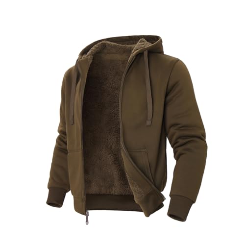Image of TanBridge Plaid Flannel Hoodie Sherpa Fleece Lined Shirt Jacket Cotton Hoodies Zip Up Winter Warm Coat