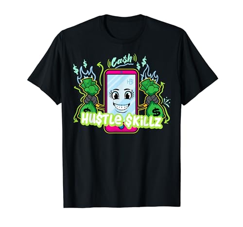 Hustler Hustle En Su Teléfono Células Divertidas Teléfonos Gota Dinero Camiseta