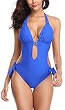 Eomenie Monokini Swimsuit for Women One Piece Bathing Suits Tummy Control Cutout Swimwear Royal Blue