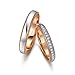 KnSam Anillo Oro Rosa de 18K Oro Blanco, Bicolor Dos Capas Pulido Anillos de Aplicación con Diamante Blanco 0.075ct, Mujer Talla 17 y Hombre Talla 28,5 (Precio por 2 Anillos)