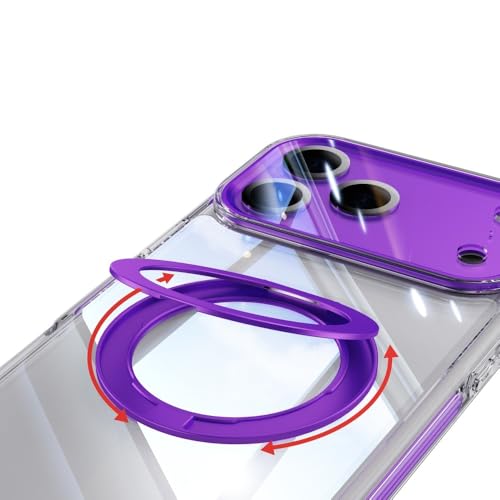Coque iPhone 15 Pro violette transparente en silicone rigide avec bague de support intégrée - 6