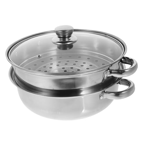 蓋付き2段ステンレス蒸し器、パスタ調理器、野菜、餃子、点心用スープ鍋