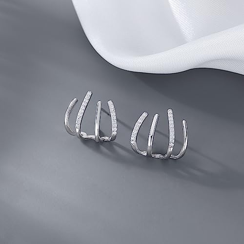 SLUYNZ Solid 925 Sterling Silver Claw Earrings Huggie for Wome Half Hoop Earrings Cuff Earrings Wrap4