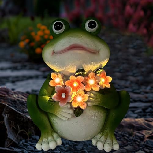 TSTGEE Solar Frog Garden Decor - Resin Frog Statues for