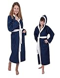 Betz Kinderbademantel mit Kapuze London 100% Baumwolle Kinder Bademantel 2-farbig Größe 152 - blau-weiß
