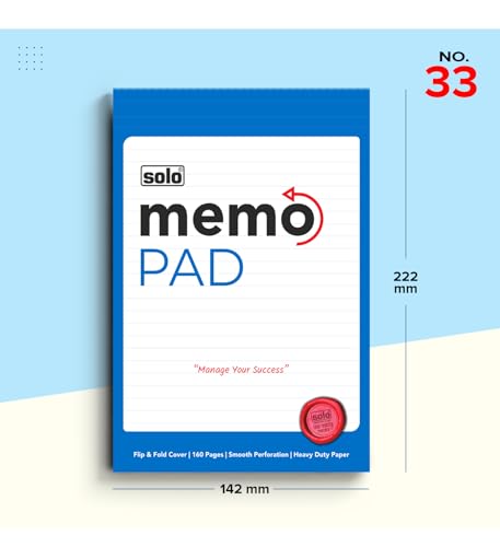 Image of SOLO Memo Pad, A5 Notepad, Flip & Fold Paper Cover, 160 Pages, Micro Perforation - Pack of 5