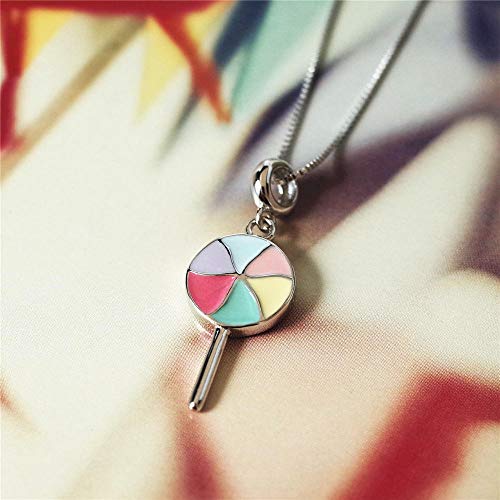 Collier argent S925 sucette multicolore émaillée double face - 2
