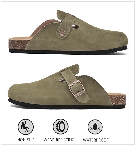 Meik Mangni Women's Soft Leather Clog Sandals with Cork Footbed