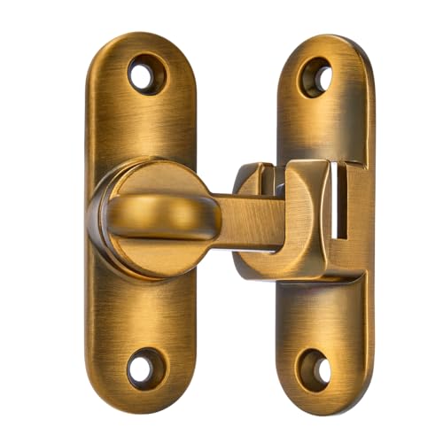 Image of INIRET 4 Packs Brass Barn Door Latches,90 /180 Degree Gate Lock,Flip Gate Latches Hardware,Zinc Alloy Right Angle Door Lock Latch,Door Security Sliding Door Latch Lock for Cabinets,Bathroom