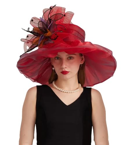 Chapeau d'église pour femme grand bord robe de mariée fedora