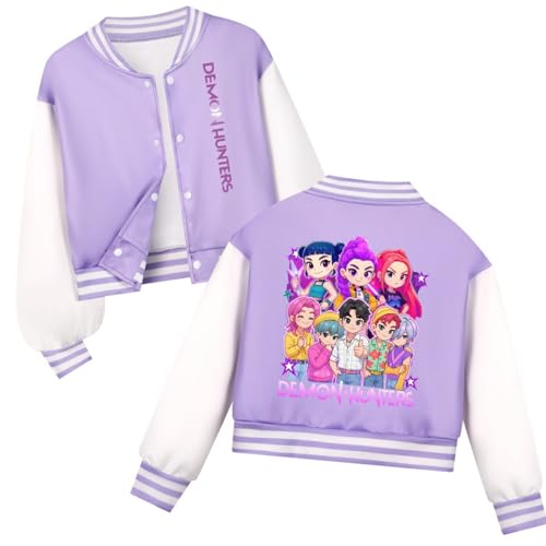 Genérico Huntrix Sudadera con estampado para niños diseño de botones regalo y niñas Streetwear con Estampado Anime KPOP para niños