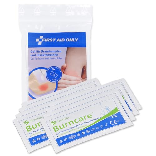 First Aid Only Gel für Brandwunden und Insektenstiche 8 x 3,5 g | Kühlendes Gel für Brandwunden, Sonnenbrand & Insektenstiche | Kompakt dosiert für Reiseapotheke | P-91401 00