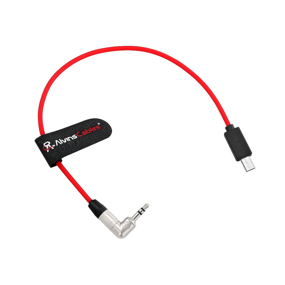 Alvin's Cables Tentacle Timecode Kabel für Sony FX3 | FX30 | A7S3 | A1 Kamera, Ultra-weiches 3,5mm TRS auf Micro USB Timecode Kabel für Tentacle SYNC E 35cm | 13,8"