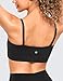 CRZ YOGA Butterluxe Womens Adjustable Spaghetti Thin Strap Sports Bra - Padded Wireless Square Neck Workout Yoga Clothes Black Medium
