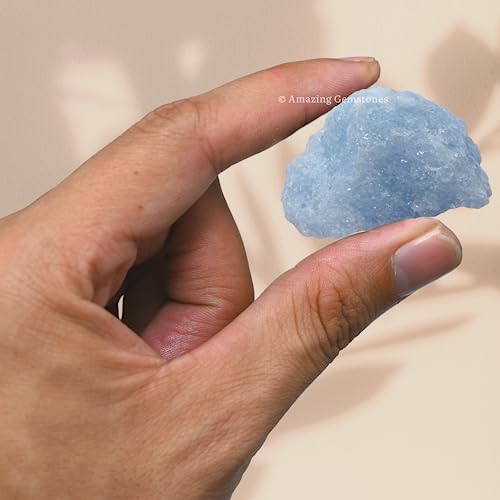 Image of Amazing Gemstone Blue Calcite Crystal for Sleep Raw Crystals and Healing Stones, Natural Rocks for Tumbling - DIY Raw Stones and Crystals, 2 Pieces