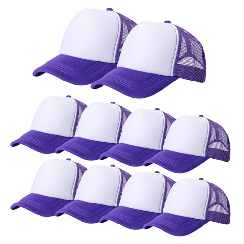 Image of 10 Pack of Blank Trucker Hat Bulk Mesh Cap Men and Women Baseball Cap DIY Graffiti Hot Stamping Duck Tongue Cap