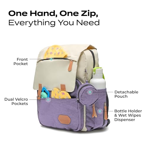 Image of Luxury Baby Diaper Bag For Mother Multi-Utility Backpack with Detachable Pouch - Spacious Travel & with Multiple Compartments, Padded Shoulder Straps, Side Pockets & Top Handle - Lightweight