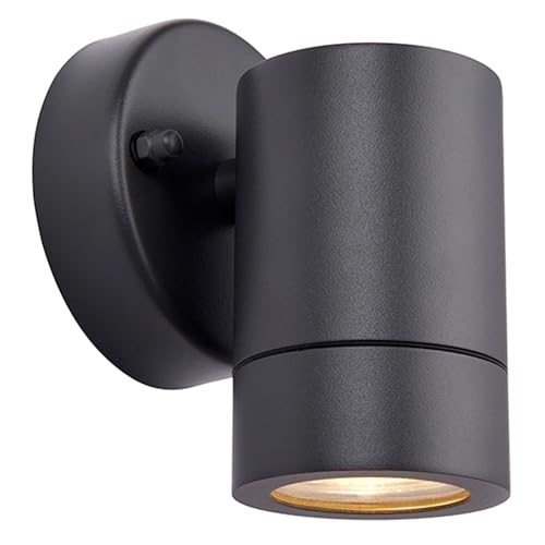 Palin Matt Black Steel External Outdoor Security GU10 Wall Spot Down Light IP44 Rated