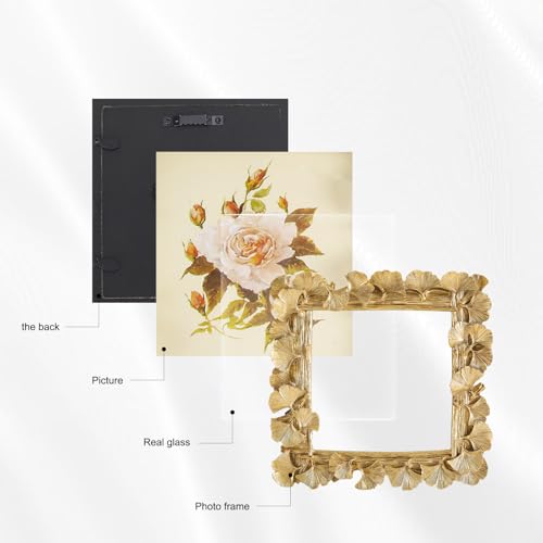 Image of 5x5 Vintage Picture Frames, Picture Frame for Table Top Display and Wall Hanging Home Decor (Gold 02, 5x5 Inch)