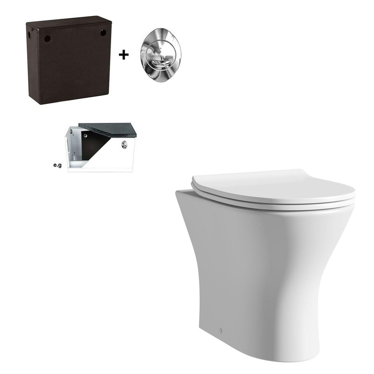 Orchard Derwent Round Compact Back to Wall Toilet with Soft Close seat and Concealed Cistern Bottom Inlet and seat - White Back to Wall Toilet, Round Back to Wall Toilets, Toilets