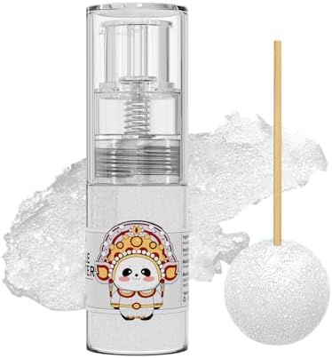 White Edible Glitter Spray, 10g Food Grade Cake Glitter, Edible Glitter for Cocktails, Edible Shimmer Powder for Drinks, Cupcakes, Strawberries, Chocolate