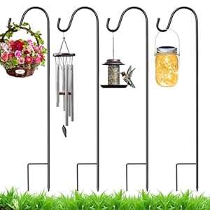 cersaty® 4 stuks herdershaken 82,5 cm tuinstok voor solarlampen, plantenmanden, lantaarns, vogelhuisjes, voederdispenser, bruiloftsdecoratie (zwart)