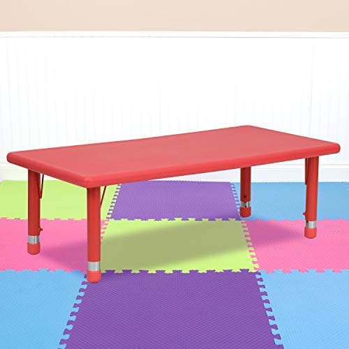 Emma + Oliver 24X48 Red Plastic Height Adjustable Activity Table #TOP7