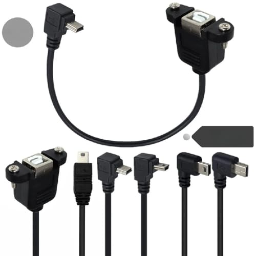 For BF/Mini USB 5-pin Male Connector to USB B 2.0 Female Socket Charging Data Cable Extension Cable Panel Mount + Screw Holes